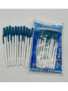 Paper Mate Write Bros Blue Ball Pens Lot Of 21 New Pack Of 10 & 11 Loose Vtg